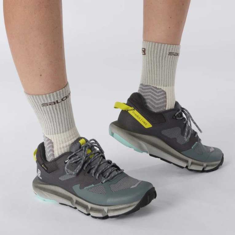 Salomon Predict Hike GTX Women's Hiking Shoes Dark Grey / Turquoise | CA 43I8
